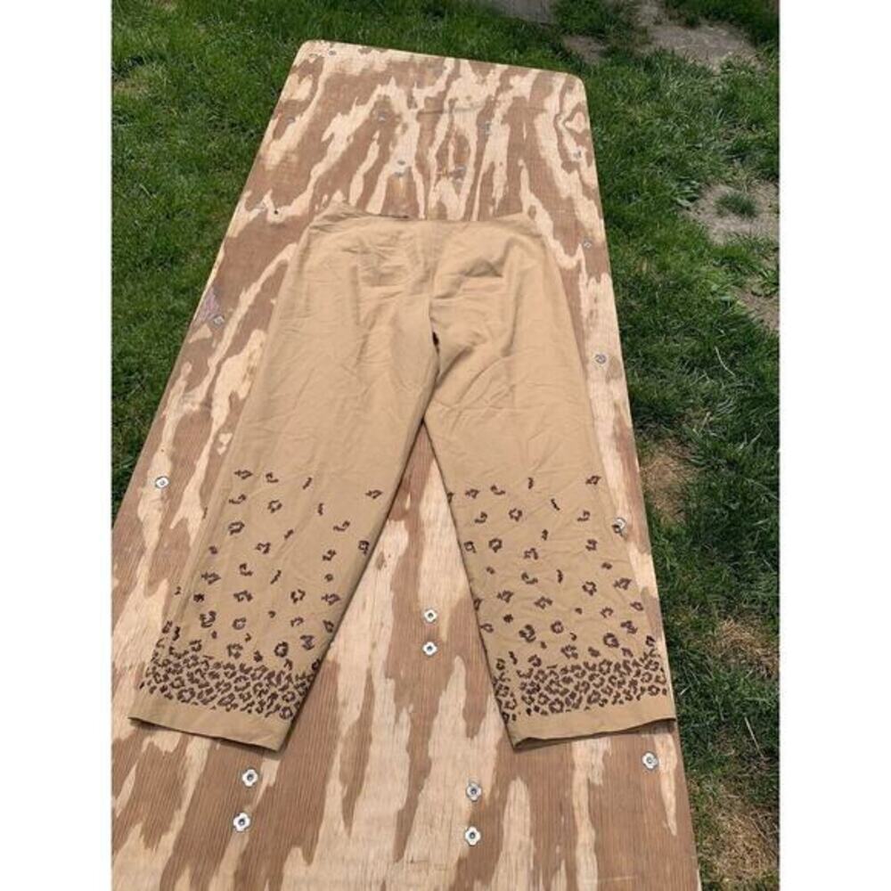 Nicole Studio Women's Silk Lined Pants Size 14 brown animal print slacks vintage